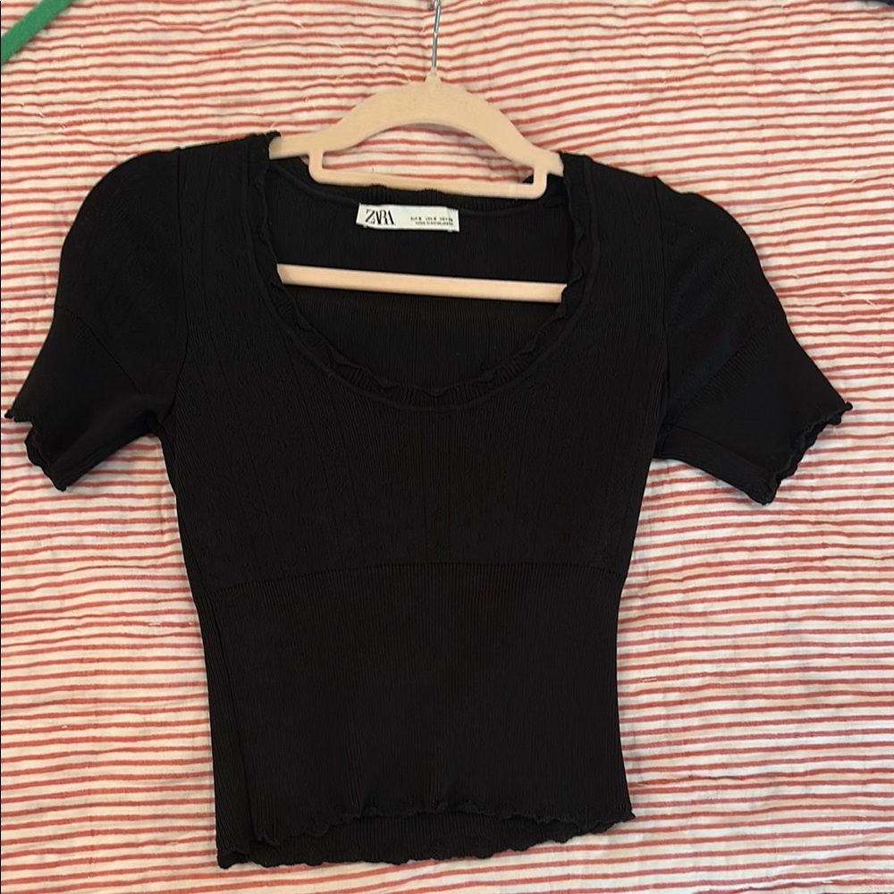 Zara Black Ribbed Women's Top